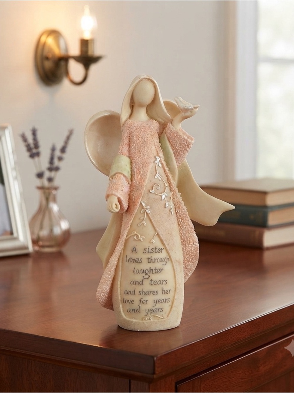 Enesco Foundations Angel figurine with sister quote